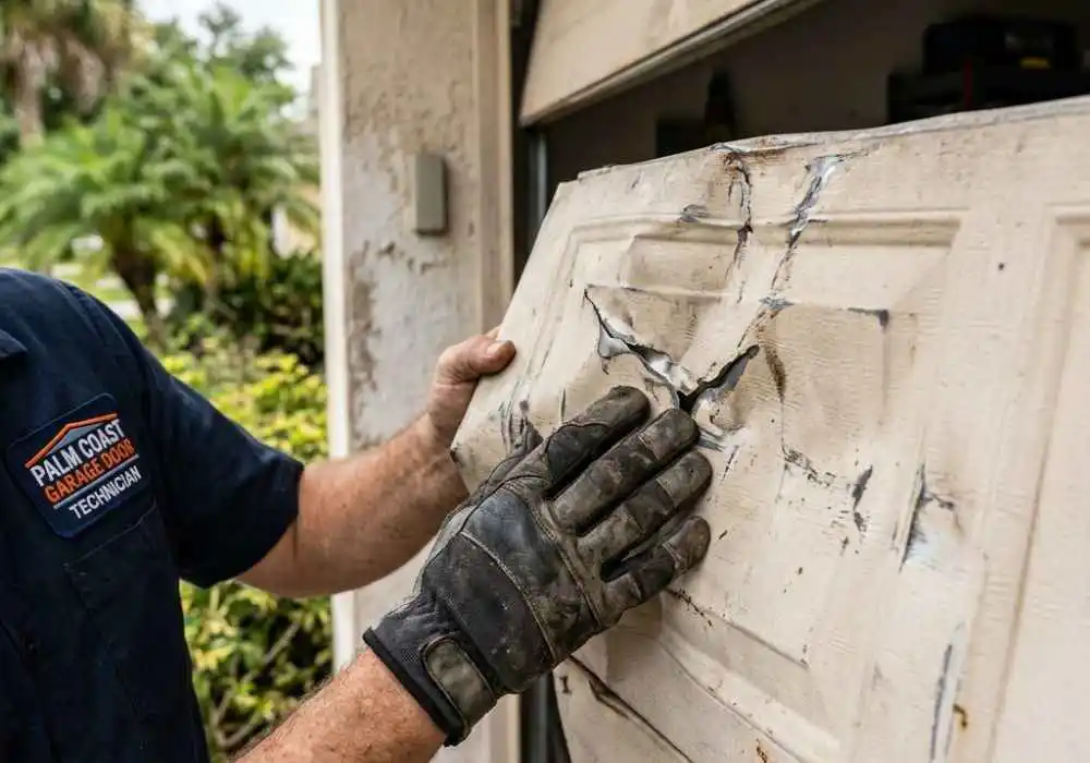 Damaged garage door panel replacement service in Palm Coast FL