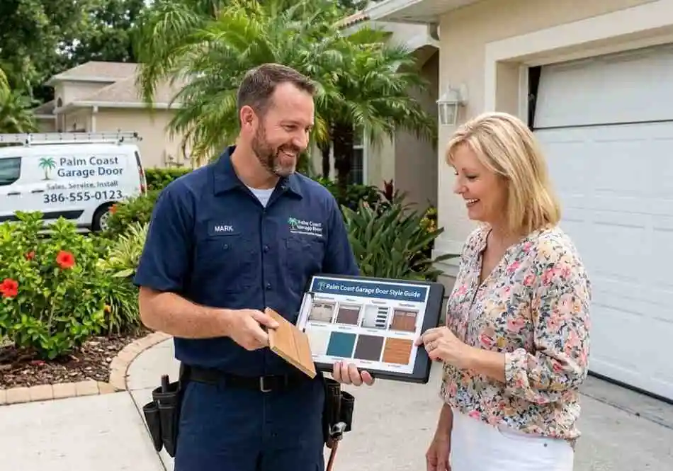 Garage Door Repair Ormond Beach FL 17 Professional garage door installation team installing new door in Palm Coast FL