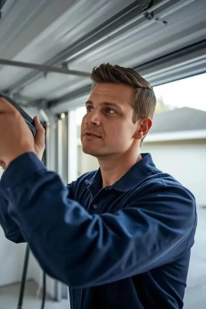 Garage Door Repair Ormond Beach FL 13 Garage door technician repairing a residential garage door in Palm Coast Florida